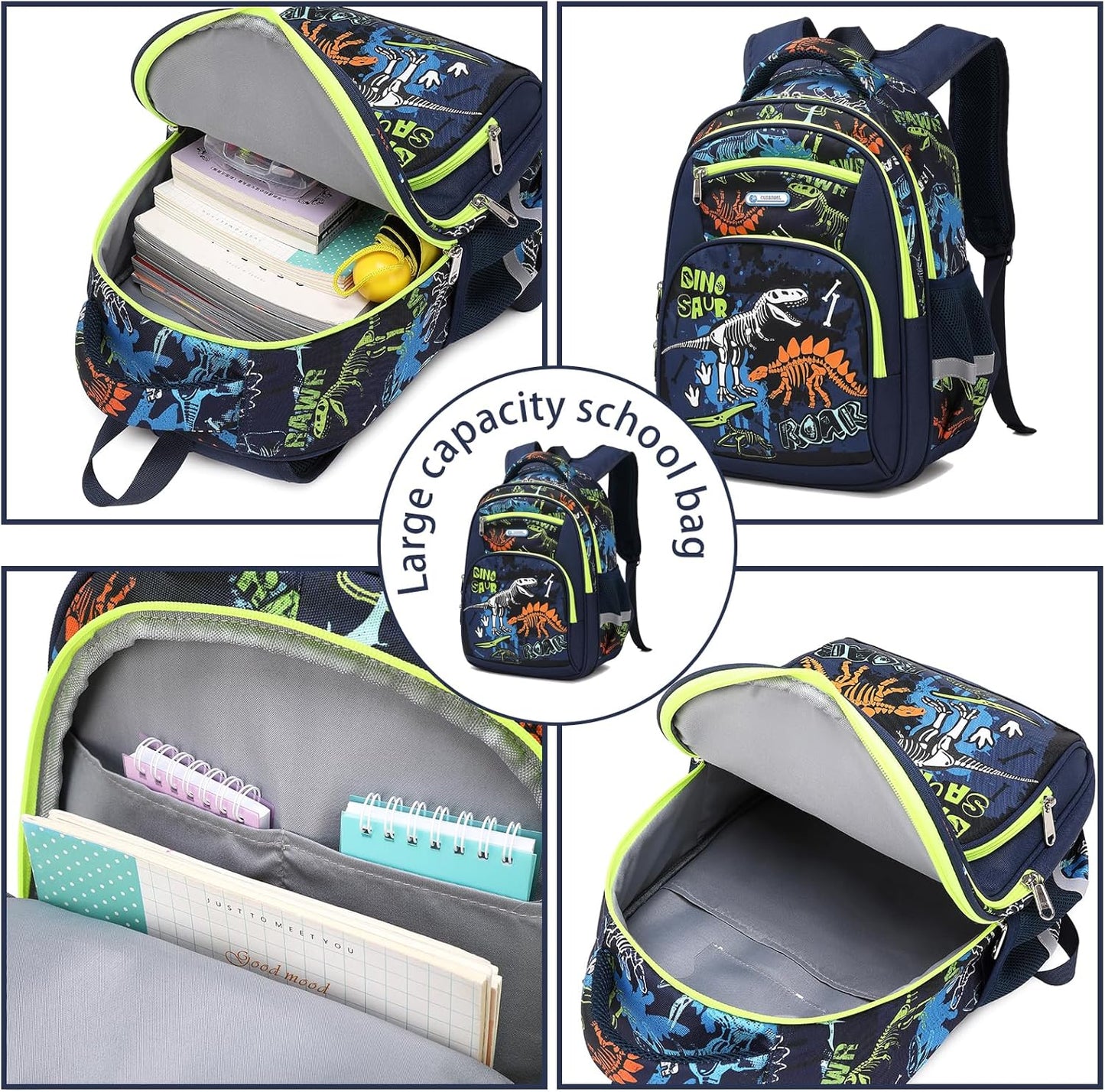 Cusangel Backpack for Boys Girls School Bookbags,Kindergarten Elementary Middle School Lightweight Waterproof Multifunctional Large Capacity for Backpack (17inch Luminous dinosaur)