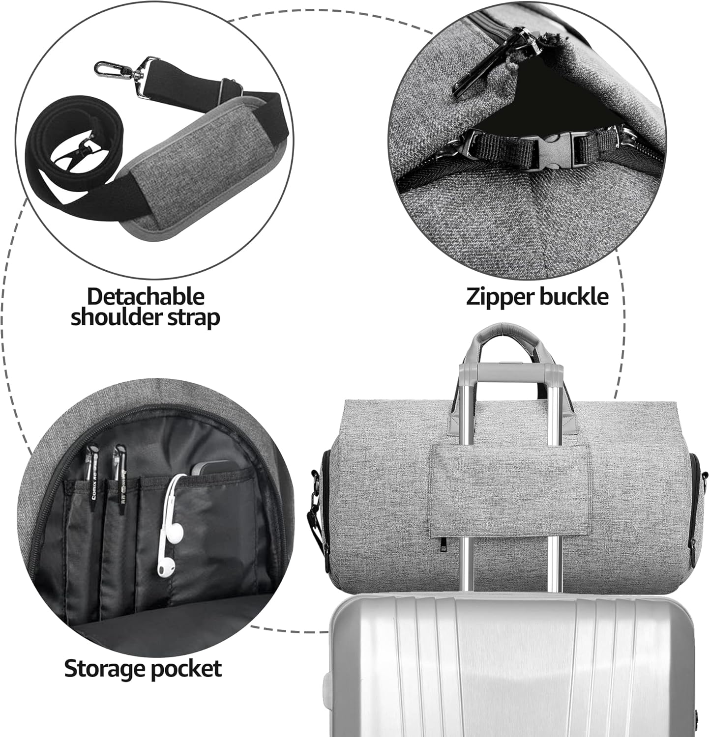 UNIQUEBELLA Convertible Garment Bag for Travel Carry on Garment Duffel Suit Bag with Shoe