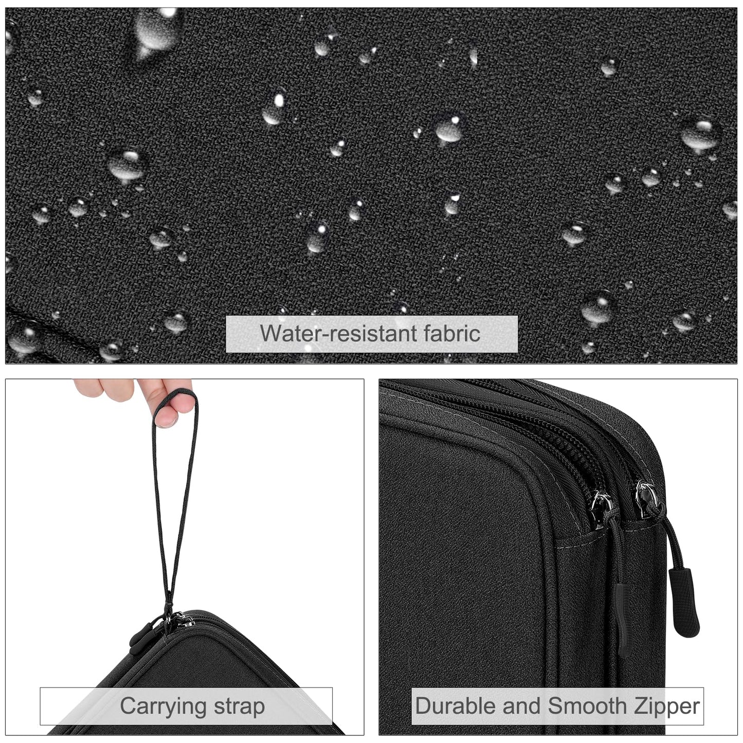 FYY Electronic Organizer, Travel Tech Pouch Bag, Extra Large, Black