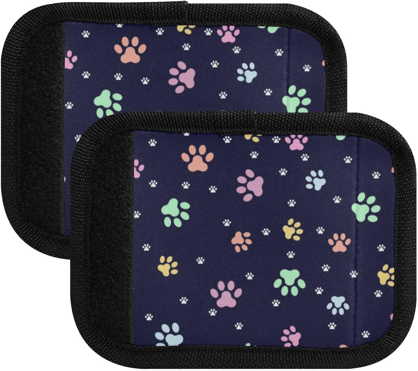 4Pcs Luggage Handle Wrap Suitcase Identifier Handle Covers Tags Soft Travel Bags Luggage Handle Gripper Accessories for Airplane Flying Dog Footprints