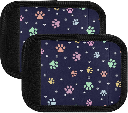 2Pcs Luggage Handle Wrap Suitcase Identifier Handle Covers Tags Soft Travel Bags Luggage Handle Gripper Accessories for Airplane Flying Dog Footprints