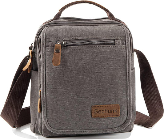 Sechunk Small Canvas Shoulder Bags Messenger Bag Travel Bag Business Bag Working Bag For Men Women
