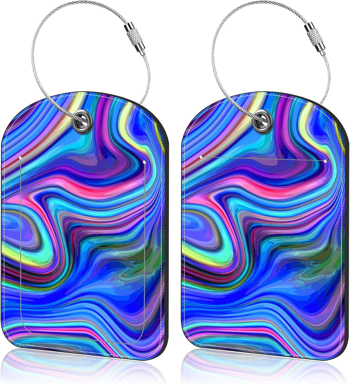 2 PCS Leather Luggage Tags for Suitcase Abstract Colors Travel Luggage Tag with Privacy Flap Name ID Label and Metal Loop for Travel Bag Suitcase