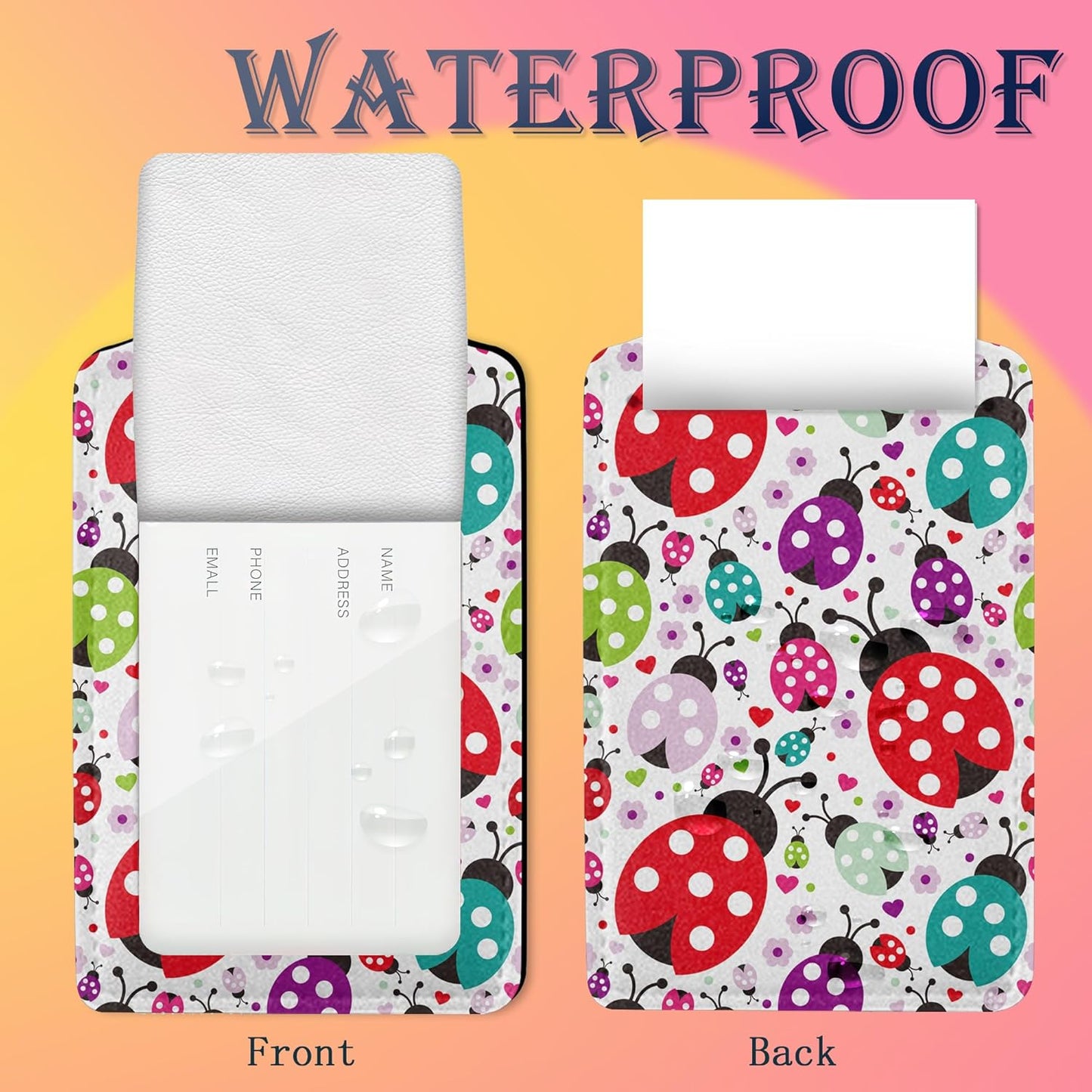 Luggage Tags for Suitcase,2 Pack Colorful Ladybug Insect Flower Leather Travel Cruise Luggage Tag with Privacy Flap,Name ID Label and Metal Loop for Women Girls Suitcase Backpack