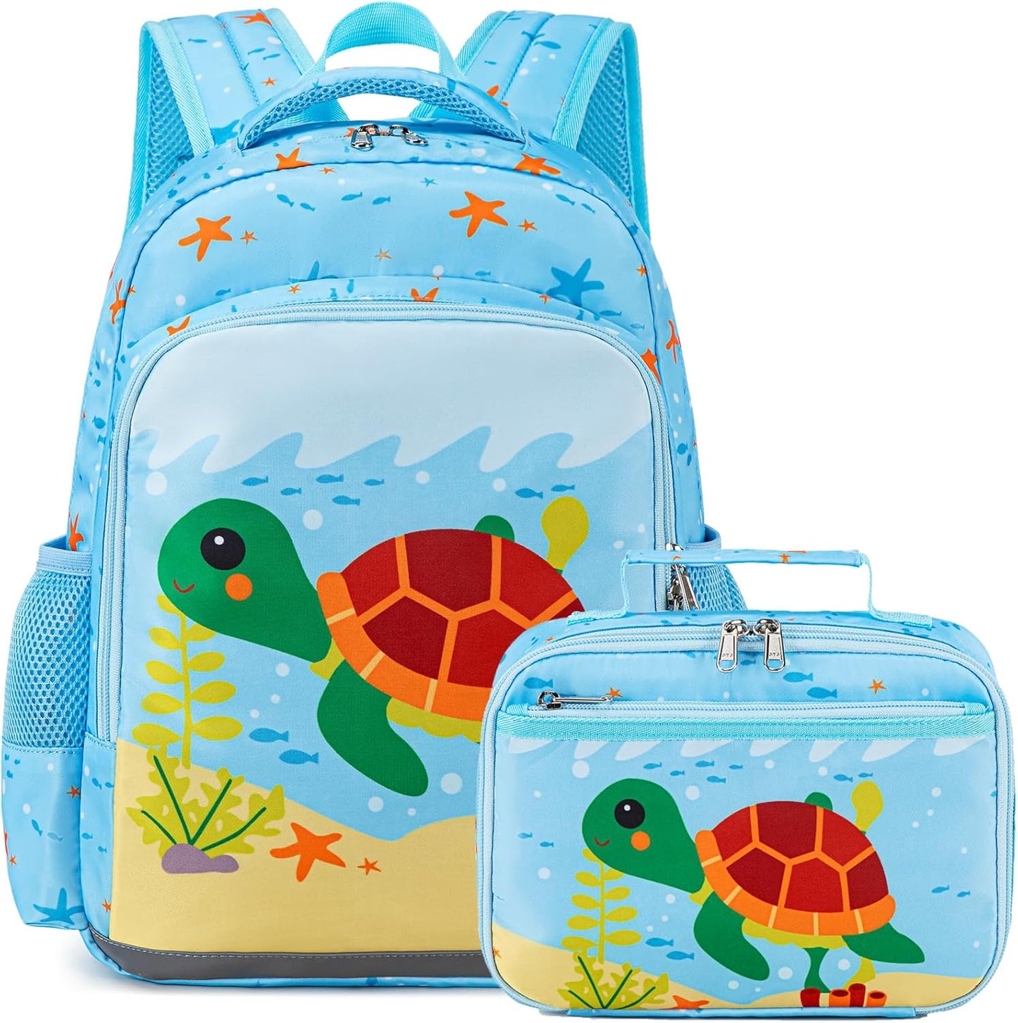 Octsky Kids Backpack for Girls Boys, Preschool Kindergarten Backpacks, Toddler BookBag with Chest Strap, Sea Turtle