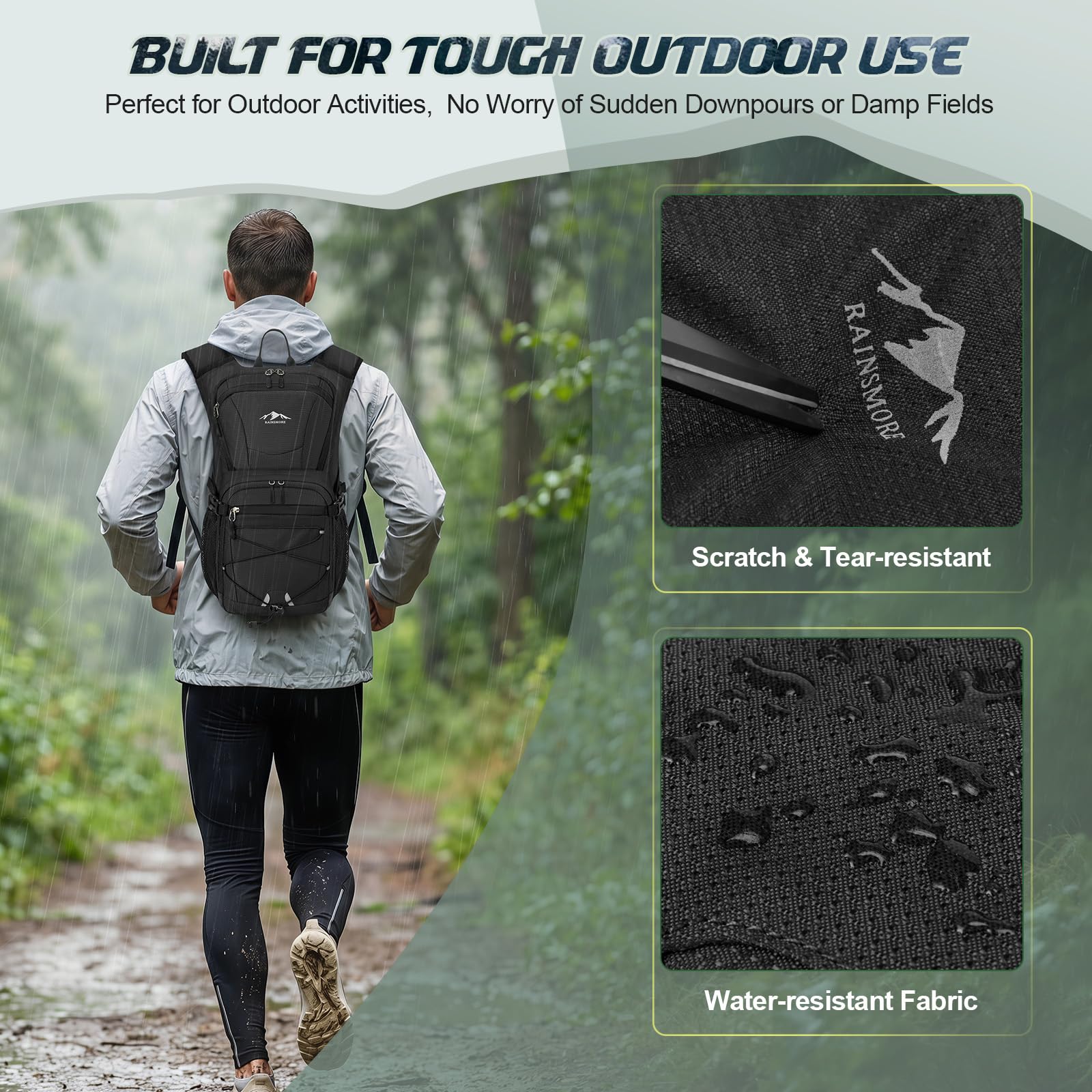 RAINSMORE Hydration Backpack with 2L Water Bladder, 15L Lightweight Hiking Backpack for Women & Men