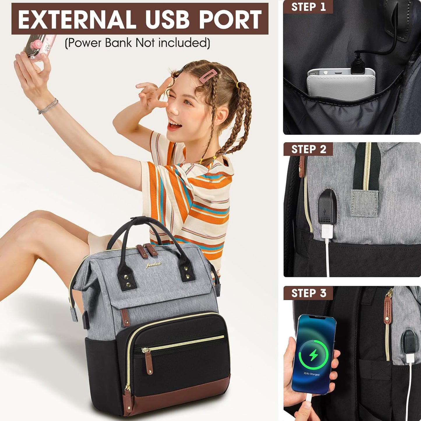 Laptop Backpack 15.6 Inch Professional Womens Purse Computer Bag Nurse Teacher Backpack Waterproof