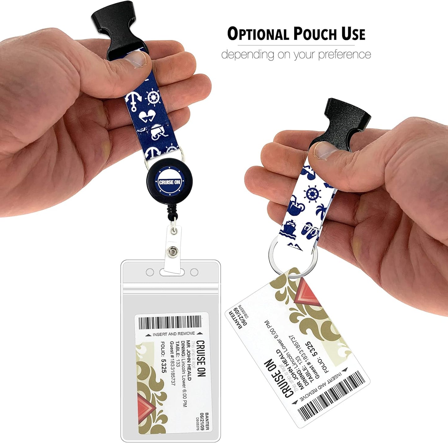 Carnival Cruise Luggage Tag Holders (4 Pack) & Lanyards (2 Pack), Large, Clear & Waterproof, Cruise Essentials 2025-2026 for Ship Cards & Baggage – Durable Travel Accessories (Blue and White)