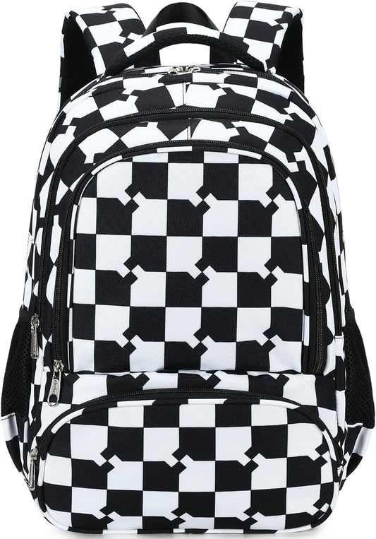 abshoo Checkered Kids School Backpack For Girls Boys Bookbag Kindergarten Elementary School Bags (Blocks Black)