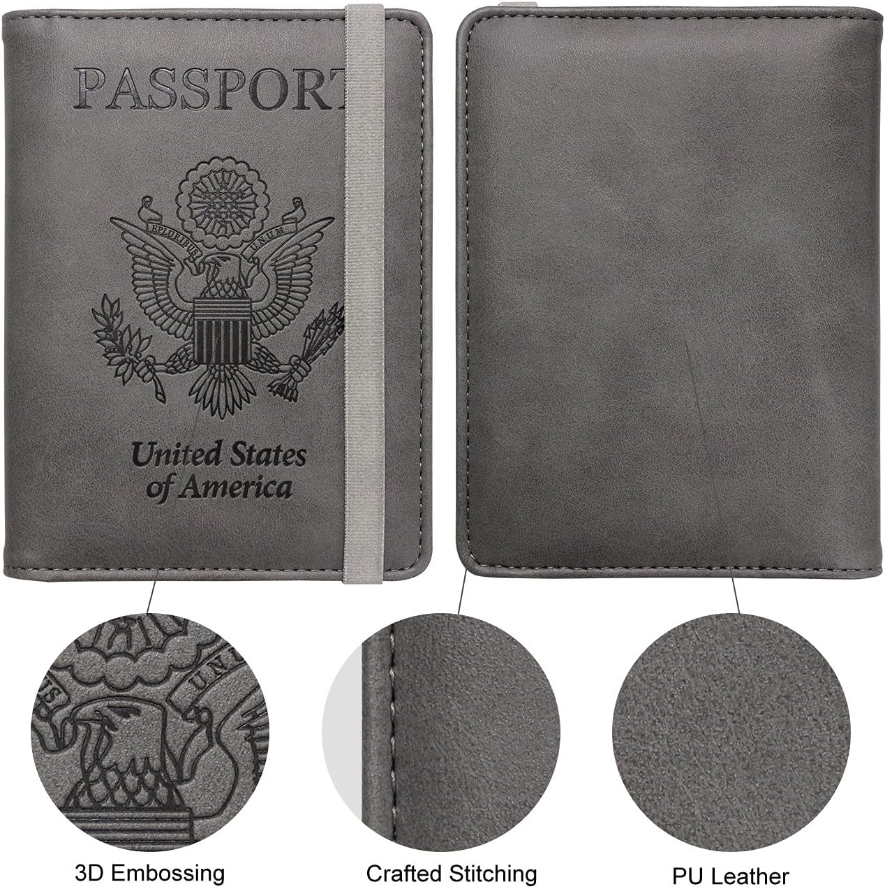 WALNEW Passport Holder for Travel, RFID Passport Cover Wallet for Women Men, PU Leather Passport Book Card Holder Case with Pen, Travelling Essentials for Flying