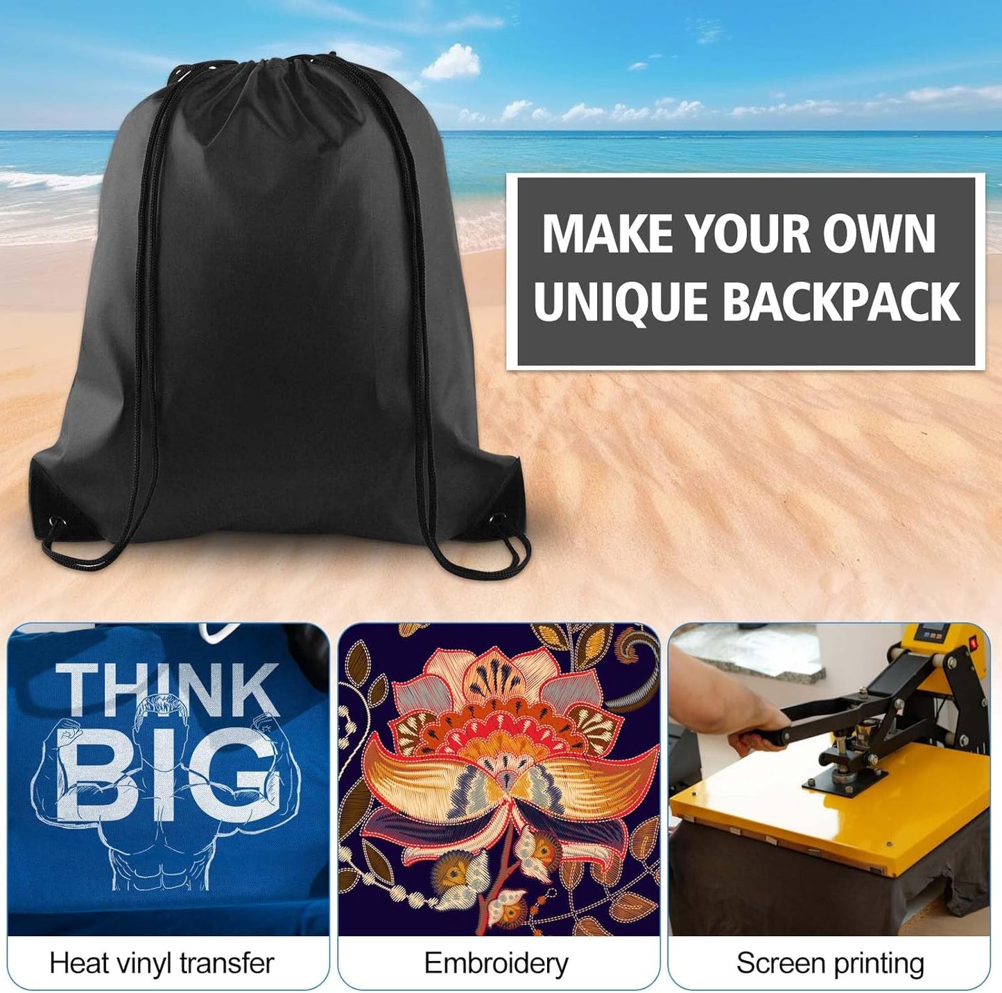 KUUQA 2 Pcs Drawstring Backpack Bags Sports Cinch Sack String Backpack Storage Bags for School Gym