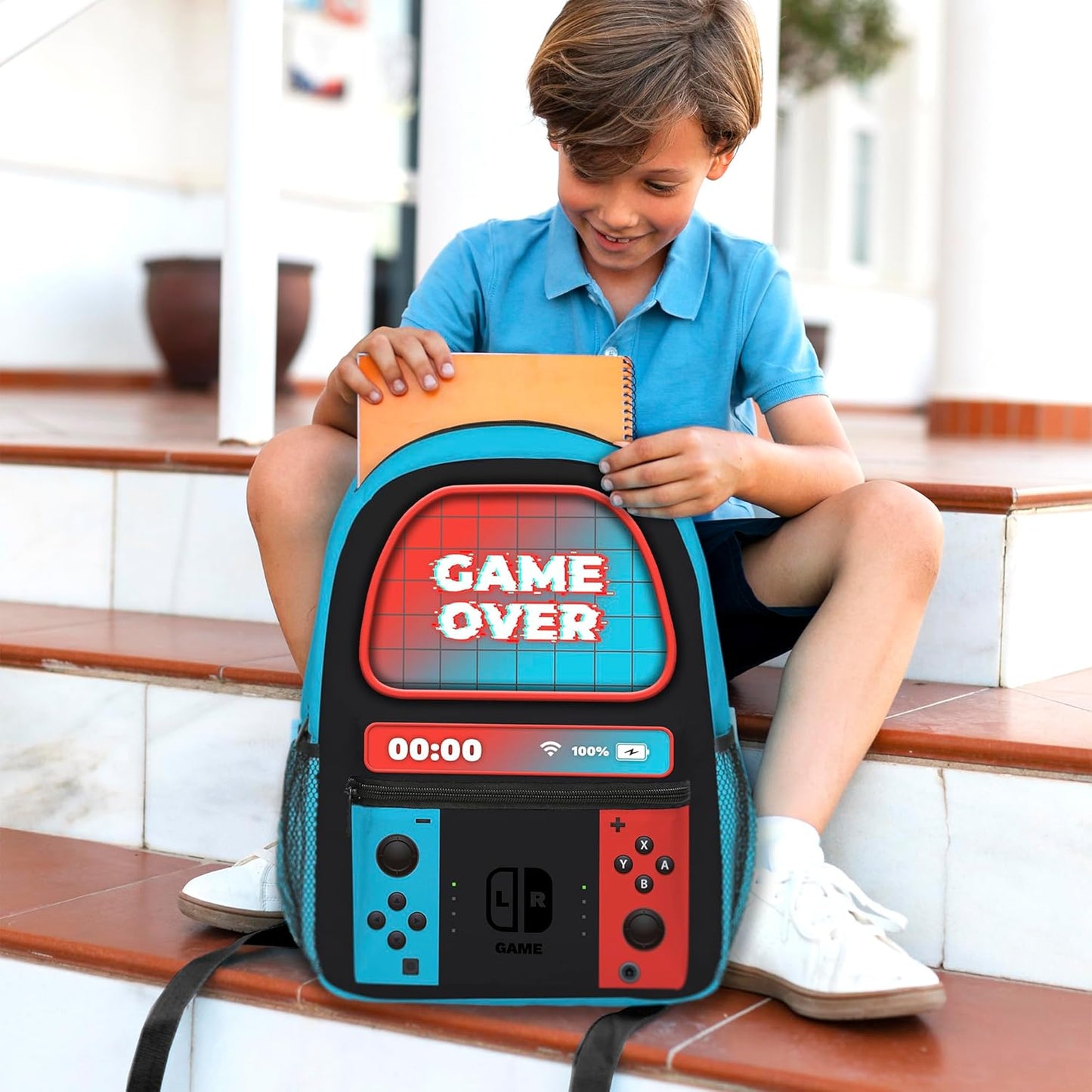 School Backpack for Boys Gamer Boys Backpack for Kids Children Teens Elementary Middle School Students Bookbag Ages 6-18 Video Game Bookbag Travel Back Pack