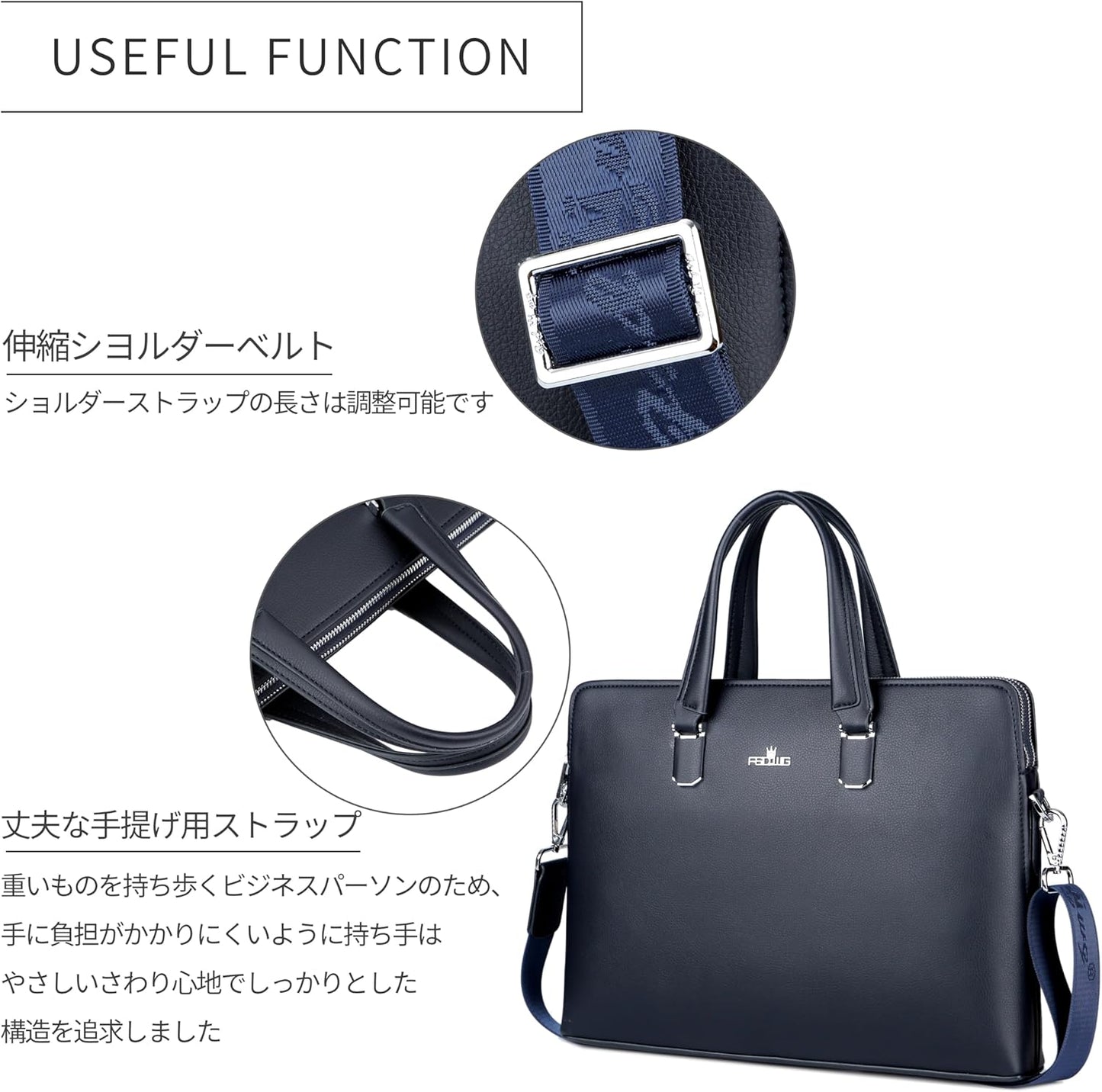 FSD.WG Men's Business Bag, Lightweight, Job Hunting Bag, Men's, Leather, Commuting Bag, A4, Large Capacity, Brand