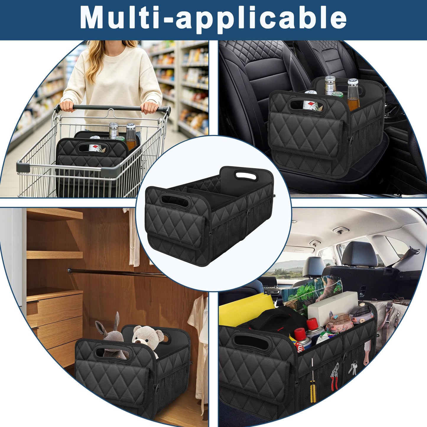 Deosk Car Trunk Organizer for SUV, Car Organizers and Storage with Reinforced Handles, Car