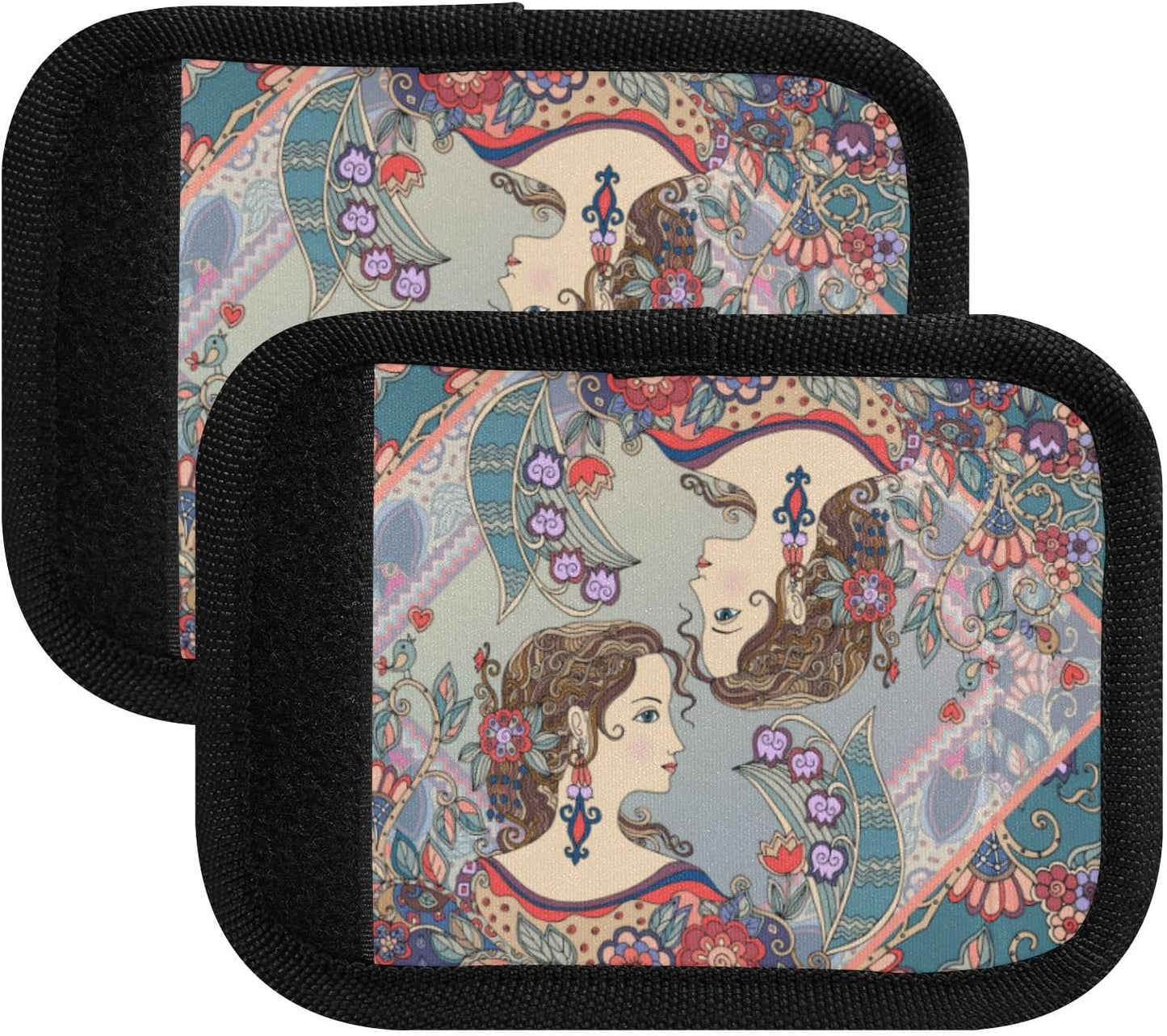 2Pcs Luggage Handle Wrap Suitcase Identifier Handle Covers Tags Soft Travel Bags Luggage Handle Gripper Accessories for Airplane Flying Retro Lady