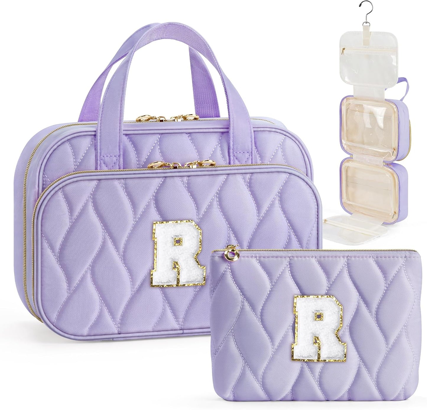 YOOLIFE Hanging Toiletry Bag for Women - Travel Toiletry Bag Makeup Bag, Portable Toiletries Cosmetic Bag, Airplane Travel Essentials Purple - R