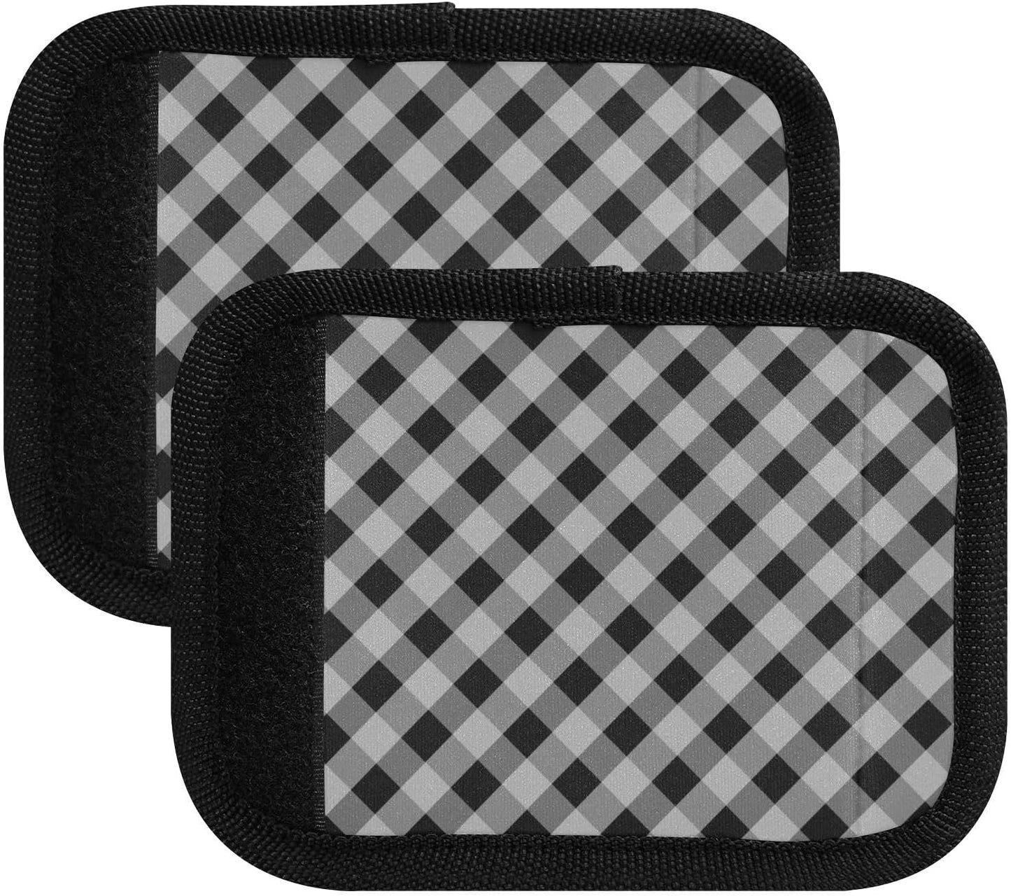 4 PC Luggage Handle Wrap Luggage Handle Covers Tags for Suitcase Bags Travel Luggage Handle Identifier Gripper Black and White Diagonal Plaid
