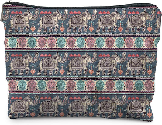 Bohemian Elephant Makeup Bag, Ethnic Indian Elephant Cosmetic Bags Toiletry Bag for Women, Elephant Gifts for Women, Boho Gifts for Women