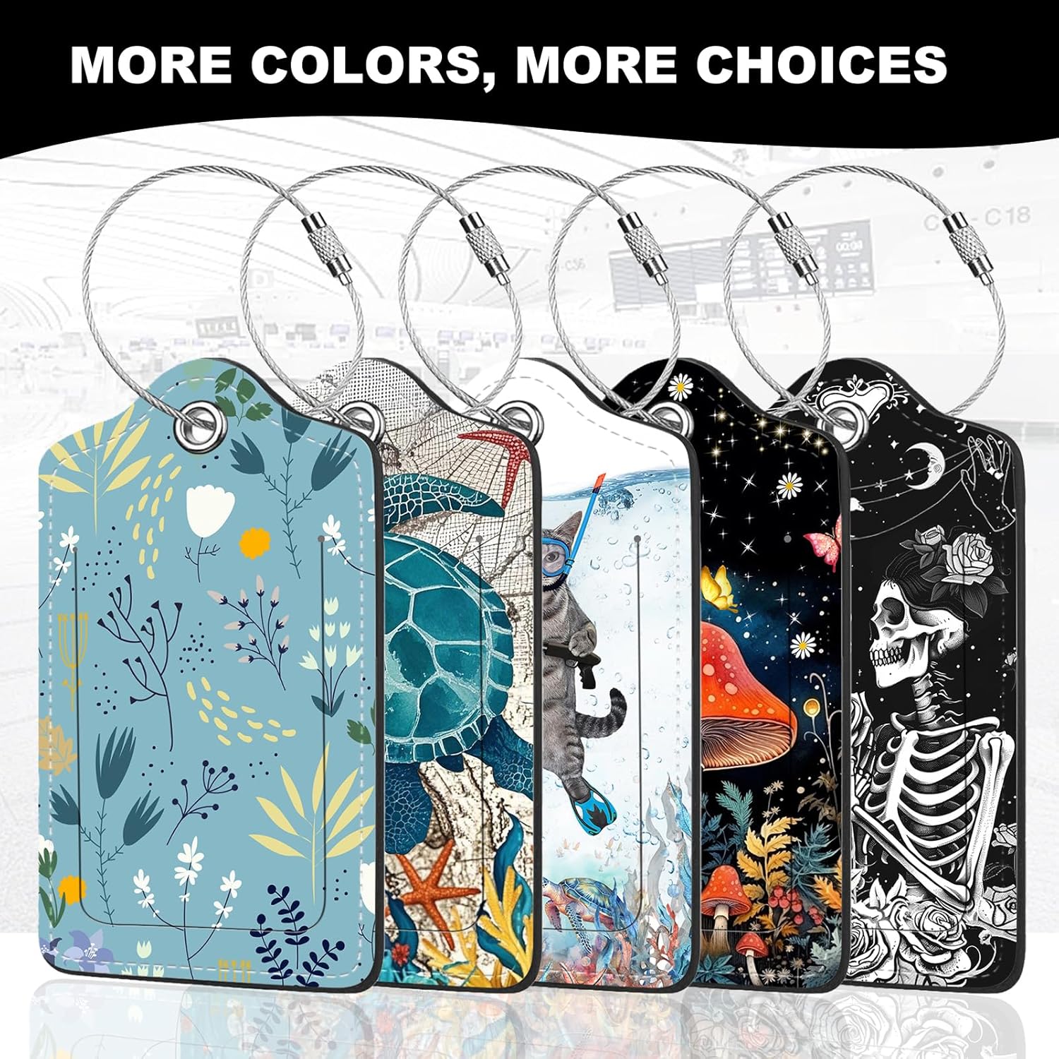 2Pack Luggage Tags for Suitcases, Cute Unique Pu Leather Cruise Luggage Tag with Privacy Cover ID