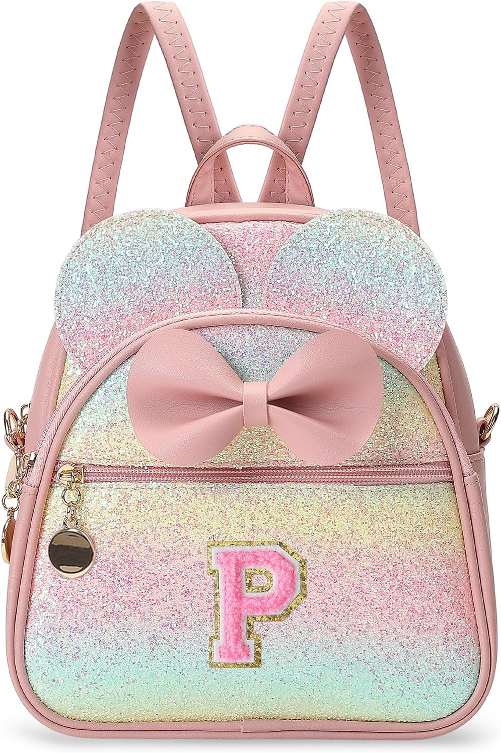 Christmas Birthday Gift for 2 3 4 5 6 7 8 9 10 Year old Girls Personalized Initial Mini Backpack Purse for Toddler Kids-Shine-P