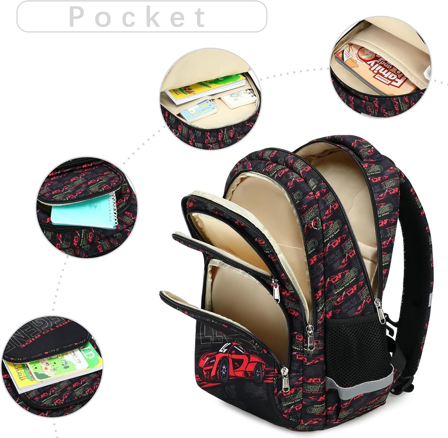 abshoo Cute Car School Backpack For Boys Elementary Kindergarten Kids School Bag (Car Black)