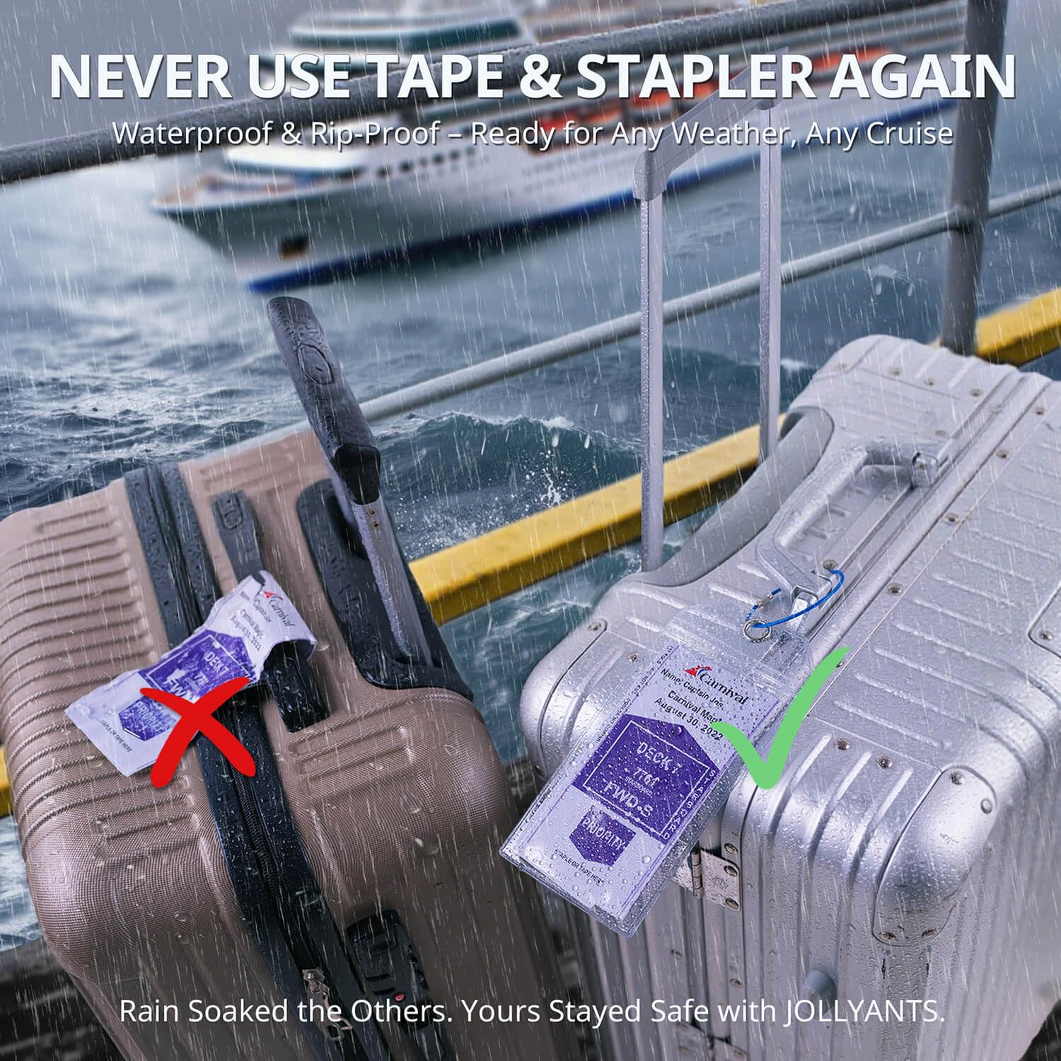 Cruise Ship Essentials for Carnival, Princess, NCL, MSC by JOLLYANTS, Cruise Luggage Tag Holders