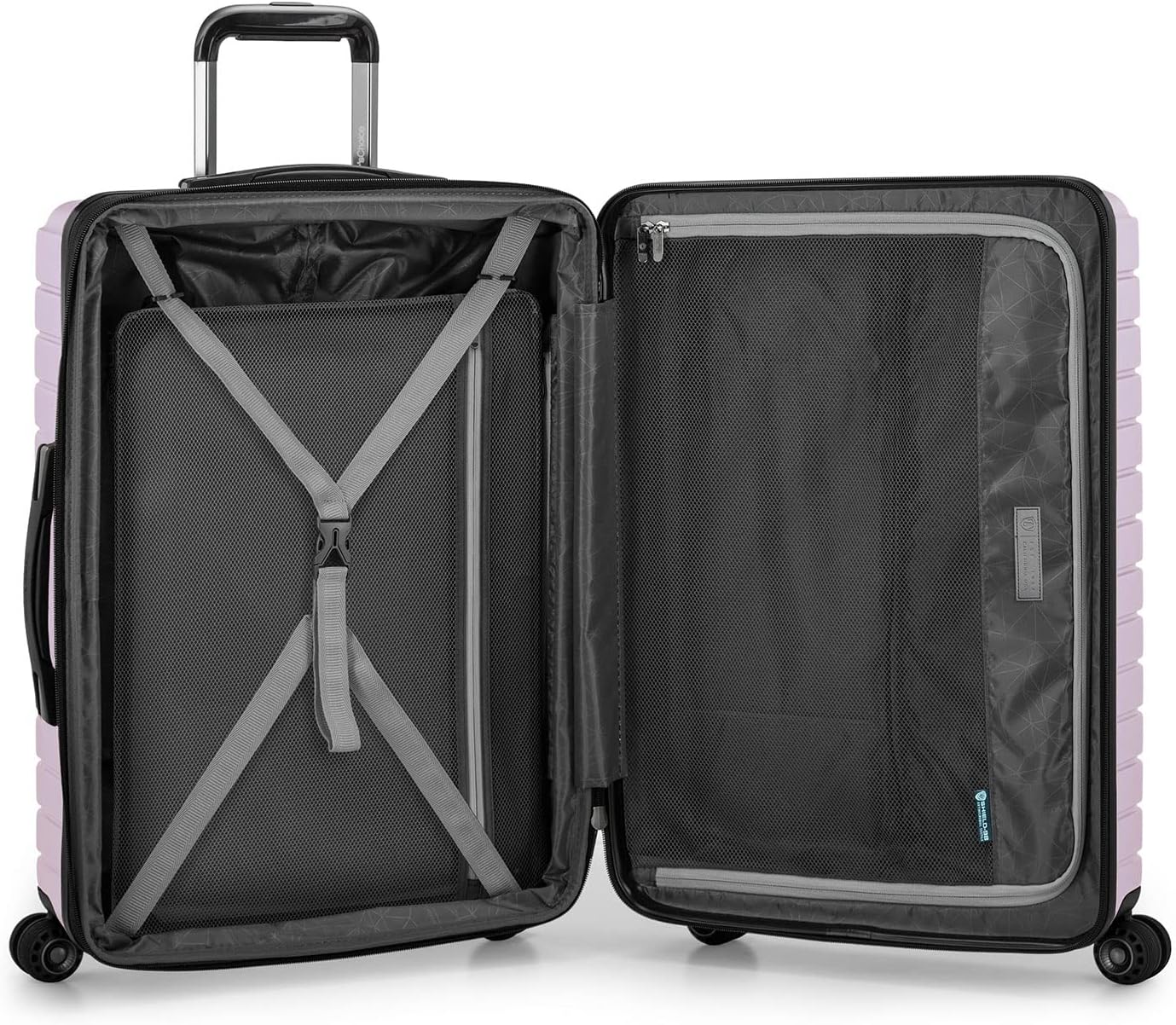 Traveler's Choice Archer Polycarbonate Hardside Spinner Luggage, Tie Down Straps, Light Purple, Checked 25-Inch