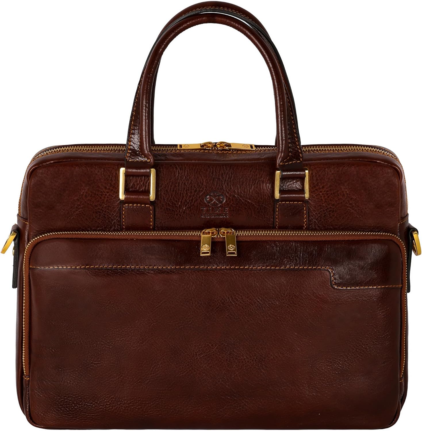 Time Resistance Leather Briefcase - Italian Handmade Leather Laptop Bag - Briefcase for Men and