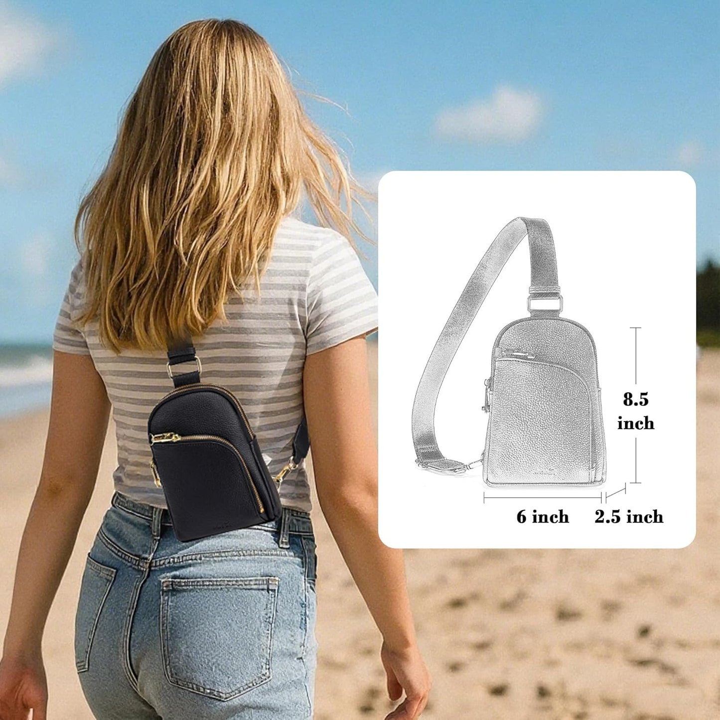 INICAT RFID Blocking Sling Bag Anti Theft Crossbody Bags for Women Travel Fanny Pack Cross Body for Woman Chest Bag