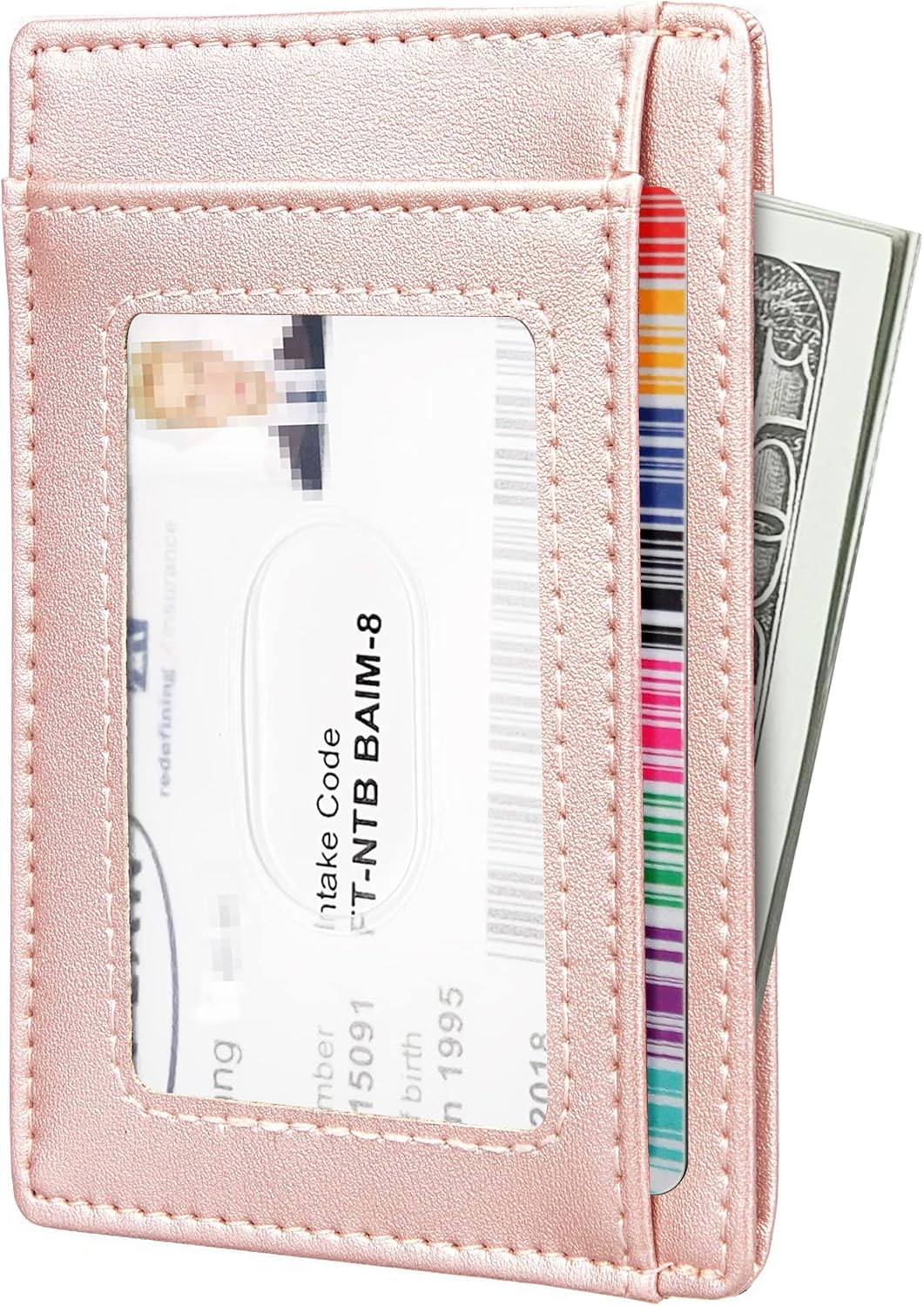 Travelambo Front Pocket Minimalist Leather Slim Wallet RFID Blocking Medium Size