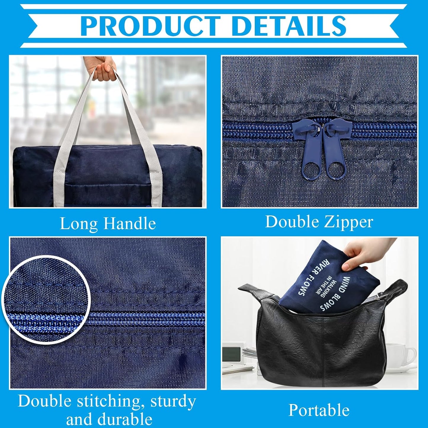 Travel Bag Foldable Travel Bag Tote Bag (Blue+Pe bag)