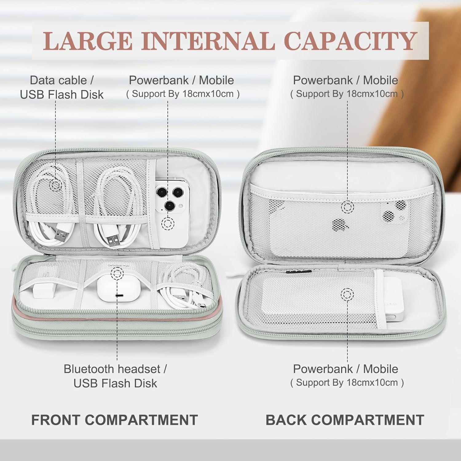 FYY Travel Cable Organizer Bag Pouch Electronic Accessories Carry Case Portable Waterproof Double