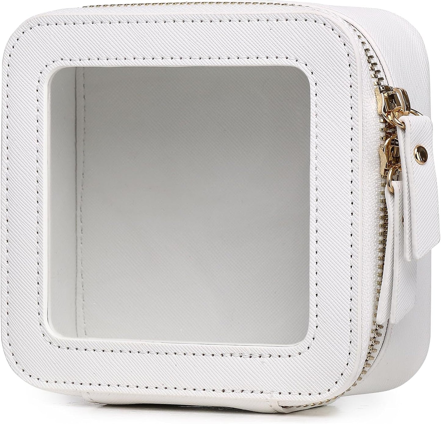 Small Clear Makeup Bag for Women Mini Cosmetic Bag Travel Toiletry Bag Purse Organizer with Zipper Car Essentials (White, Mini)