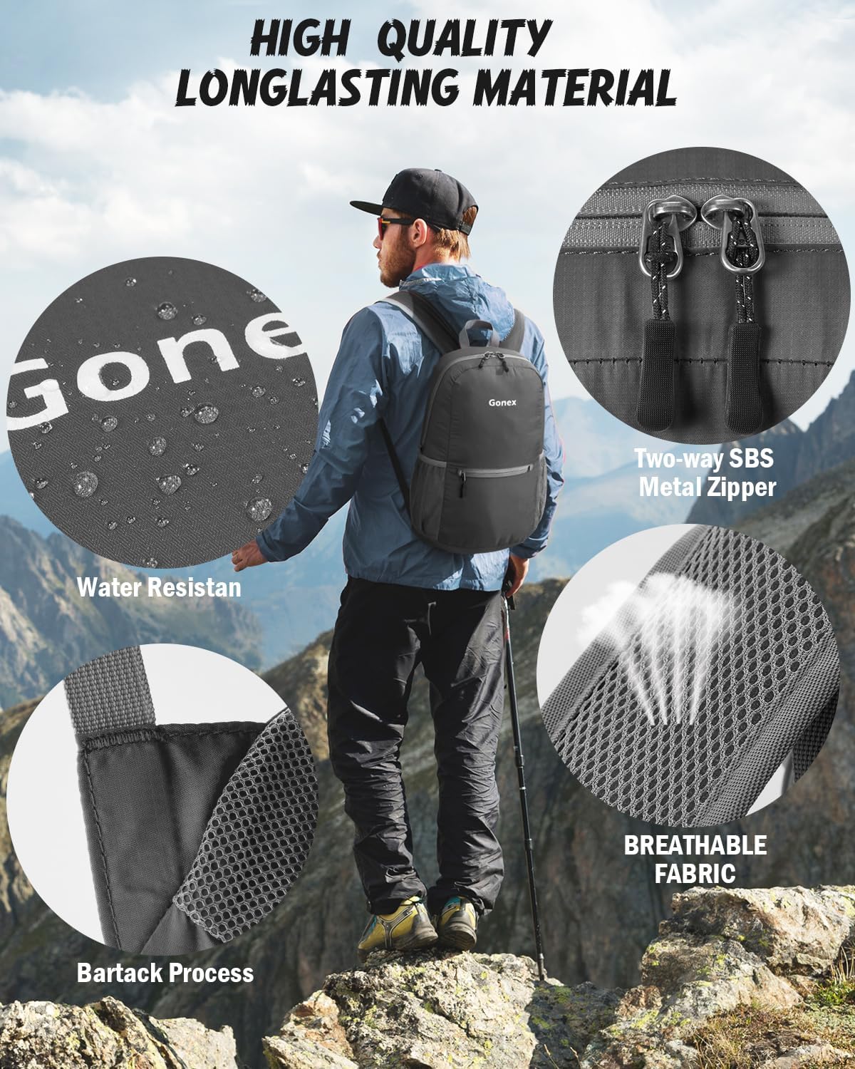 Gonex Ultra Lightweight Packable Backpack 20L Daypack Handy Foldable Camping Outdoor Travel Cycling Backpacking