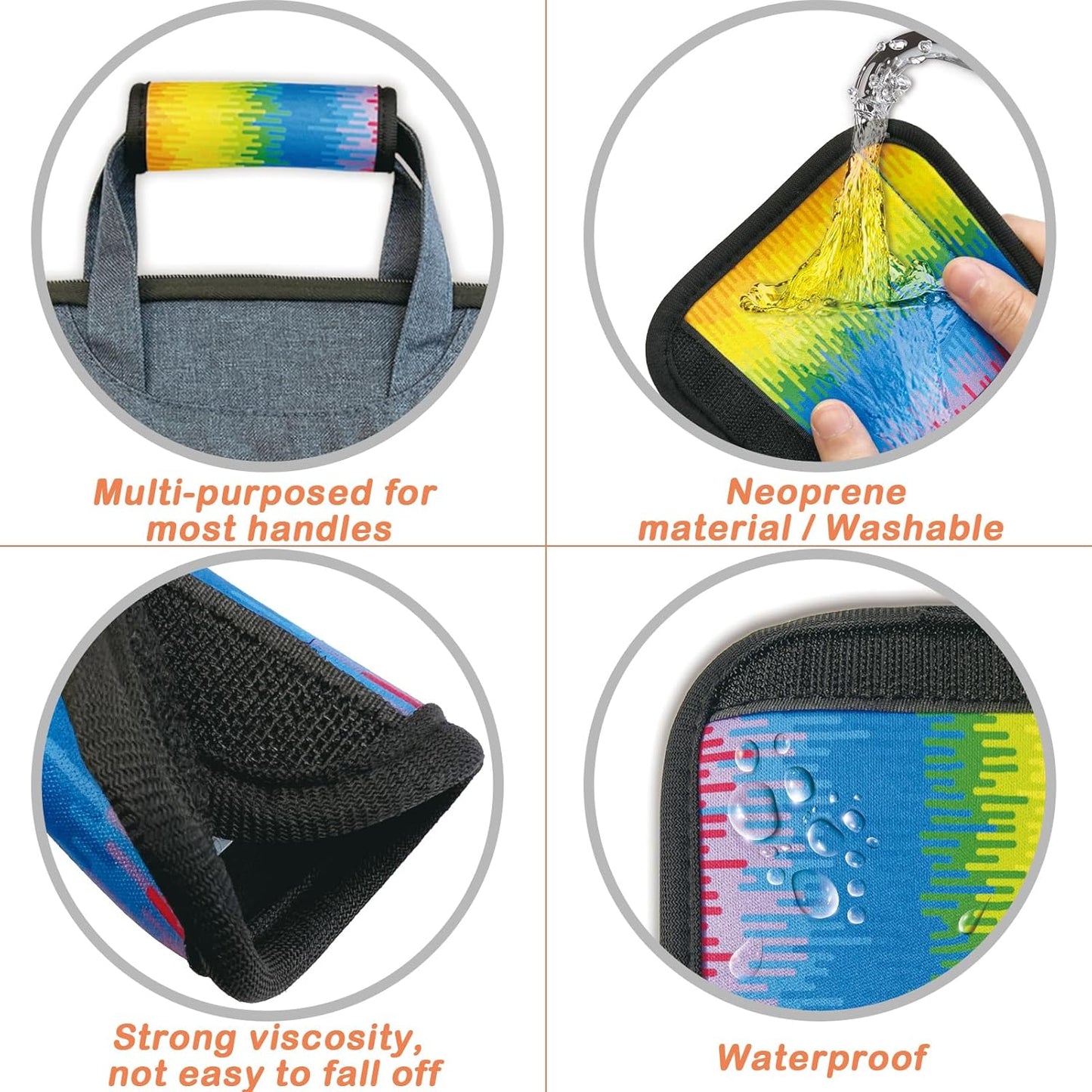 5 Pack Luggage Handle Wrap, Cute Luggage Tap Identifiers for Cruise Travel, Suitcase Tags Travel Accessories for Airplane Flying, Rainbow