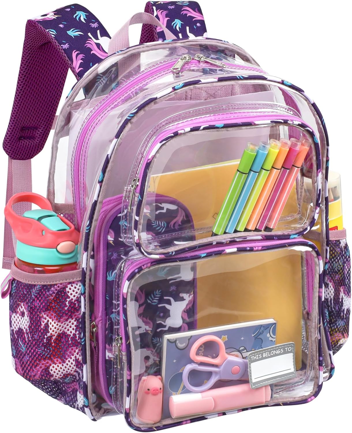 Bagseri Clear Backpack for Girls - 15 Inch Clear Bookbag for Kids Aged 3 to 8 Heavy Duty