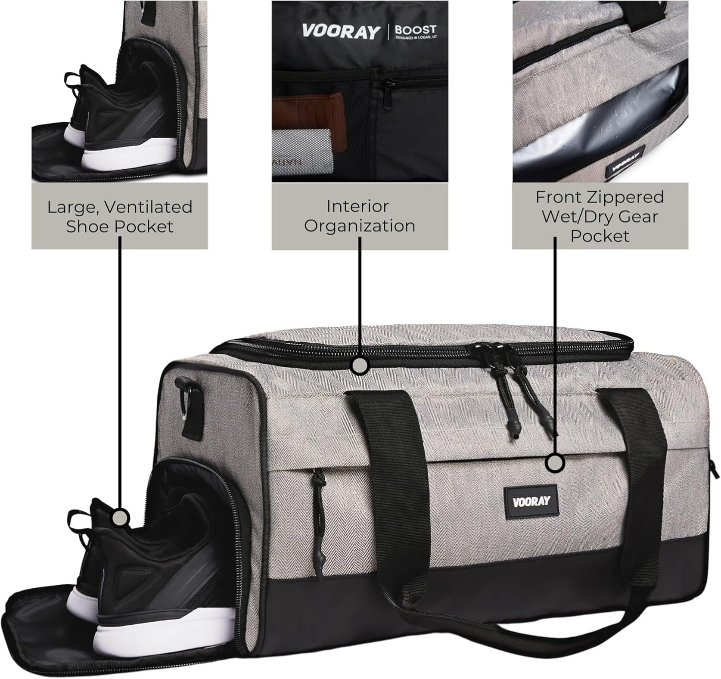 Vooray 22L Boost Duffle Bag – Small Gym Bag for Men and Women, Lightweight Travel Duffel with Shoe Compartment, Durable Sports Tote for Fitness, Training, Overnight Use, and Weekend Trips
