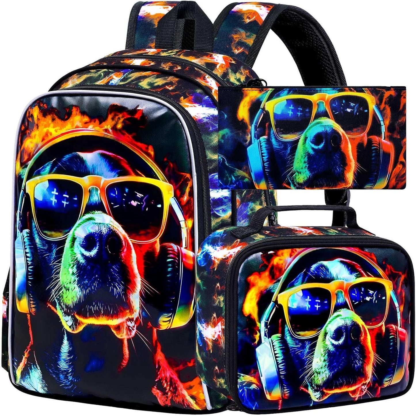 3Pcs Backpack for Boys, 17" Kids Bookbag with Lunch Box, School Backpacks for Elementary Preschool Kindergarten