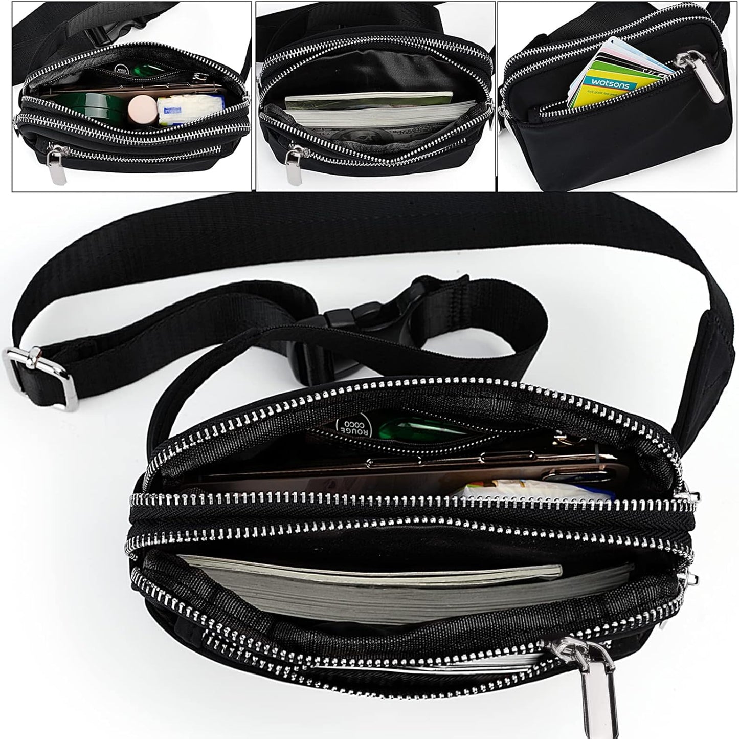 UTO Fanny Pack for Women Crossbody Trendy Fashion Belt Purse Chest Waist Hip Bumbag for Outdoor Shopping Travel Hiking