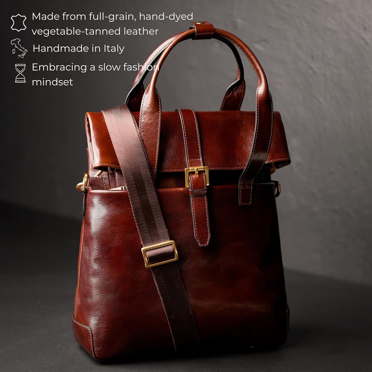 Time Resistance Leather Backpack - Business and Casual Backpack - Real Leather Backpack Made in Italy