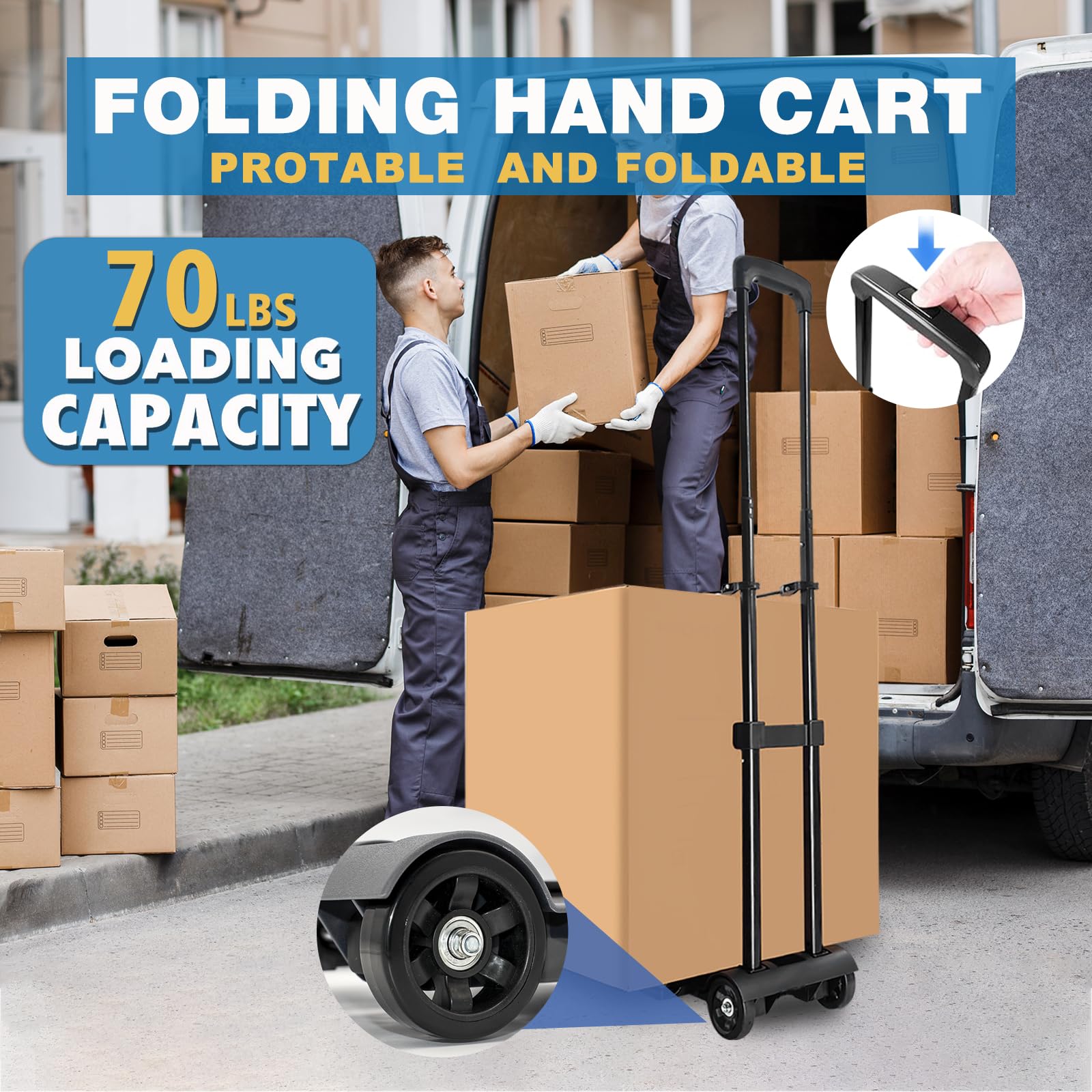 Folding Hand Truck Dolly Cart, Folding Cart Small Dolly with Wheels,