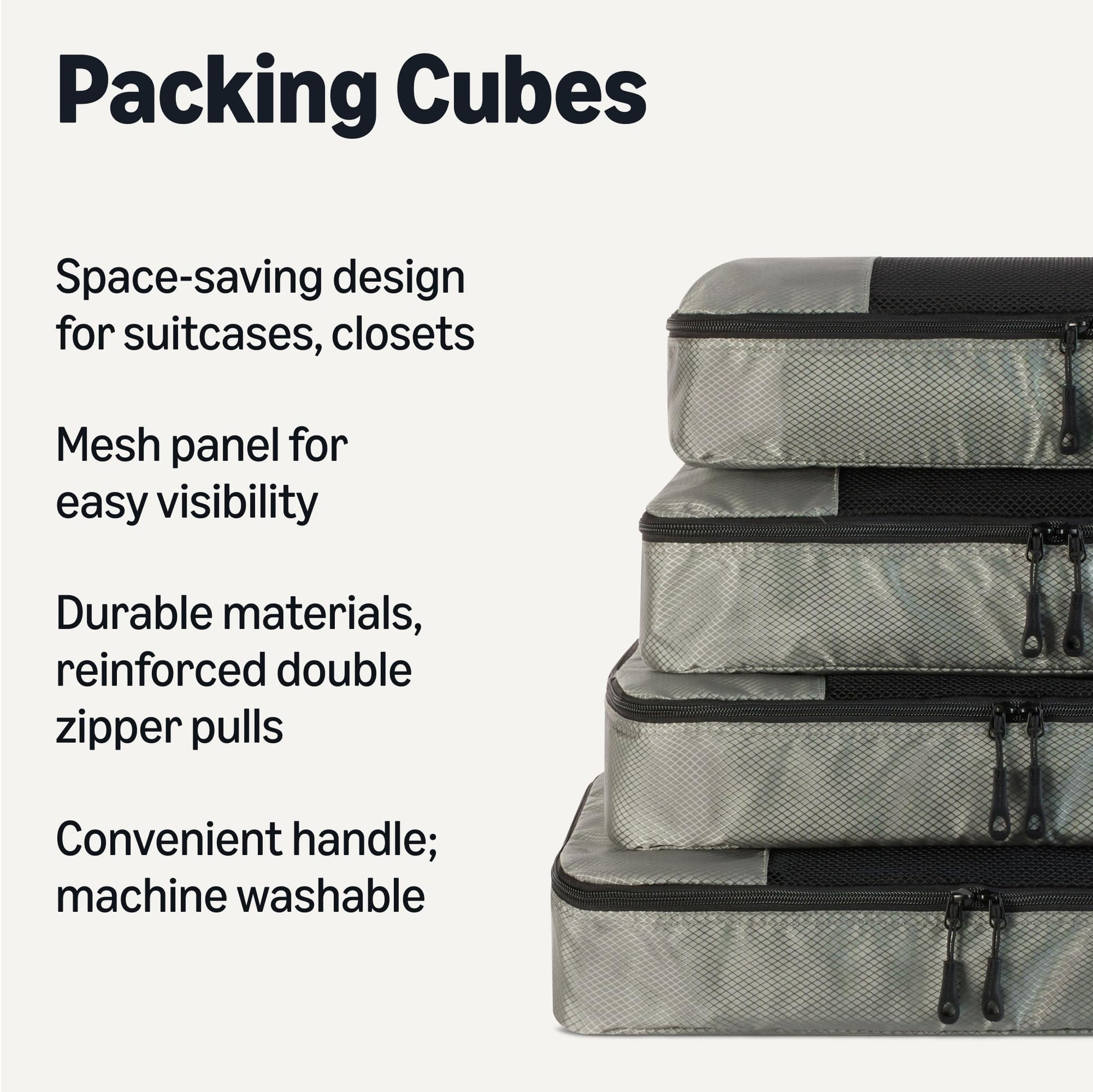Amazon Essentials 4-Piece Packing Cubes Travel Accessories Set, Luggage Organizer, Suitcase