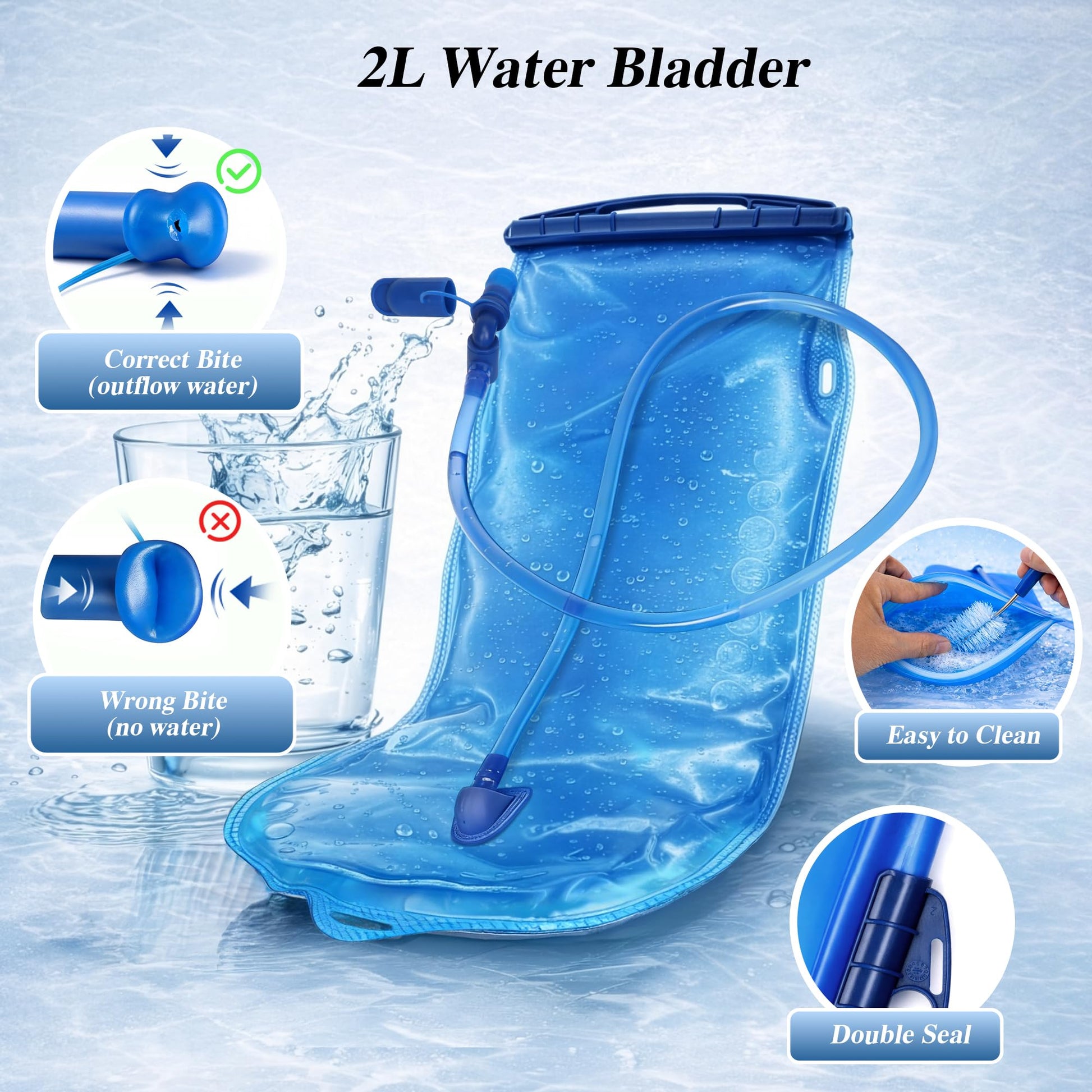 Lightweight 2 Pack Hydration Backpack with 2L Water Bladder for Hiking