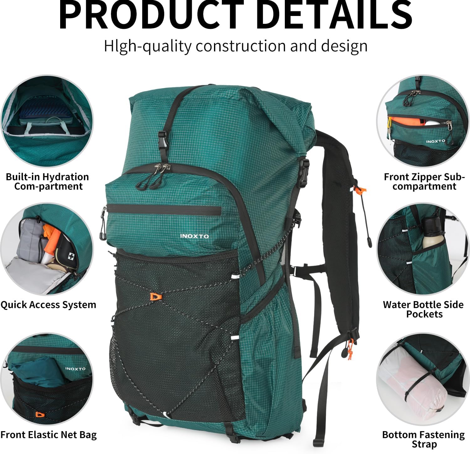Hiking Backpack for Men and Women, 30L Waterproof Camping Backpack with 3L Water Bladder and Rain