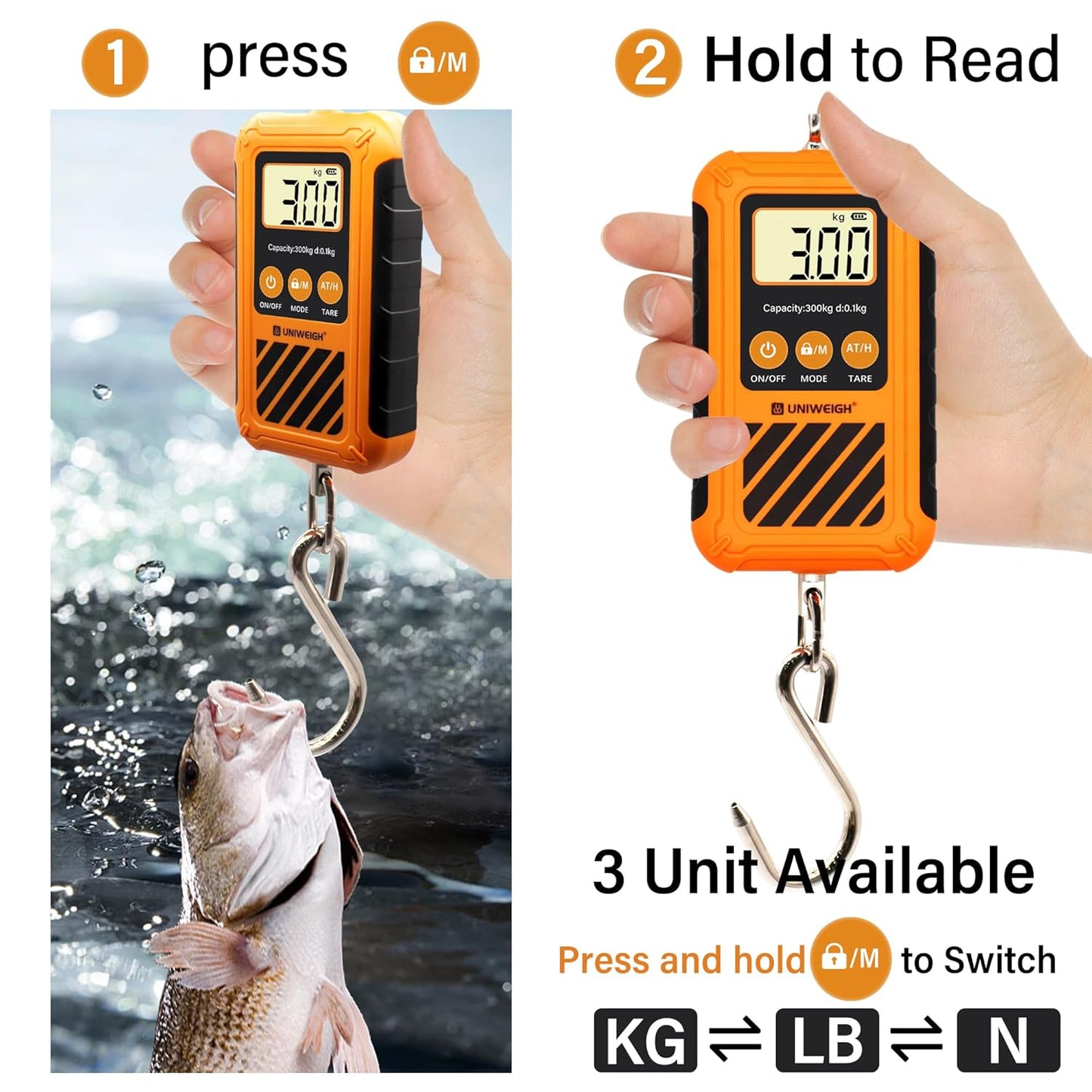 Digital Luggage Scale,Portable Hanging Bag Scale for Travel,Suitcase Weight Scale with Comfortable Handle and Large Hook,Duty Crane Scale with 660LB/300KG for Hunting and Fishing