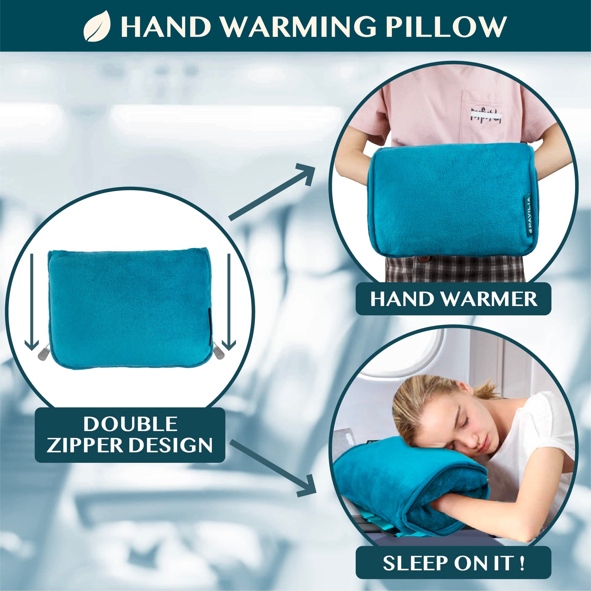 PAVILIA Travel Blanket Pillow, Soft Airplane Blanket 2-IN-1 Combo Set, Plane Blanket Compact