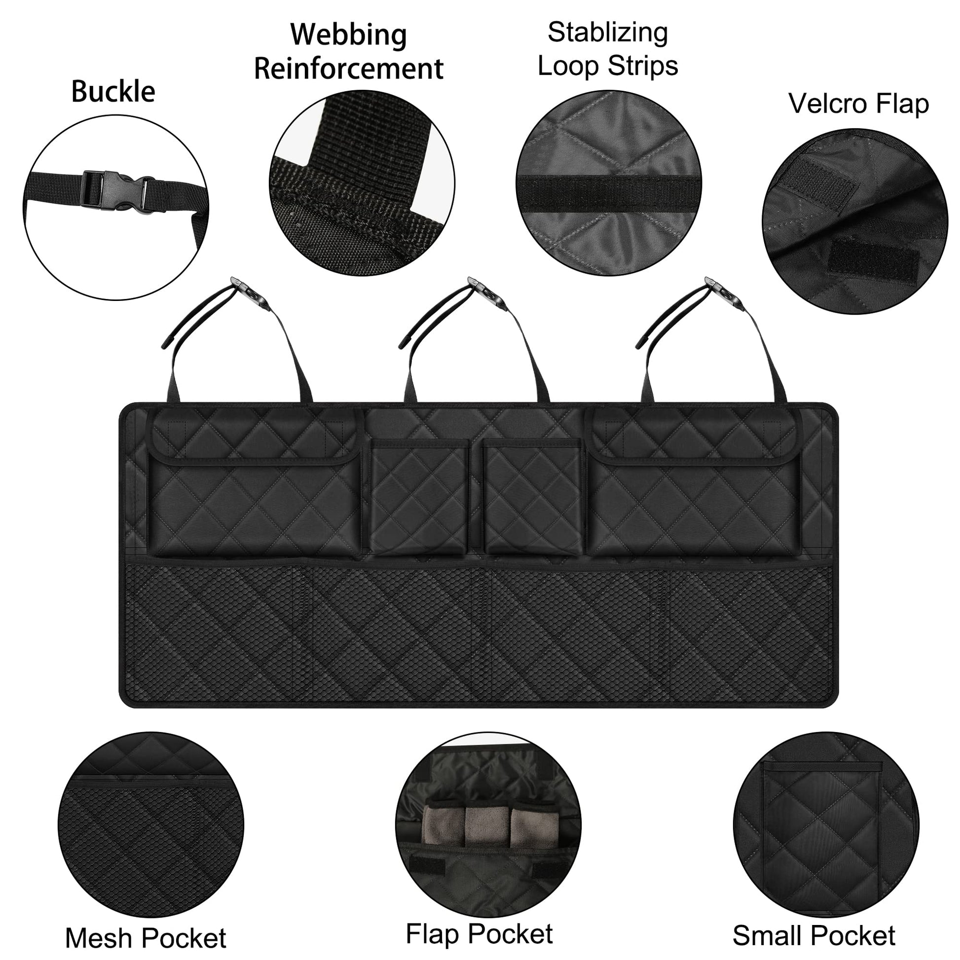 Femuar Car Trunk Organizer, Large Capacity Backseat Trunk Organizer (42"*18"), Collapsible Car