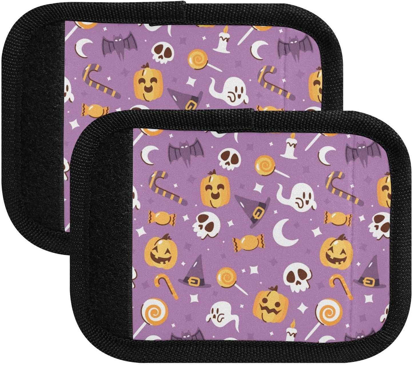 4 PC Luggage Handle Wrap Luggage Handle Covers Tags for Suitcase Bags Travel Luggage Handle Identifier Gripper Purple Halloween
