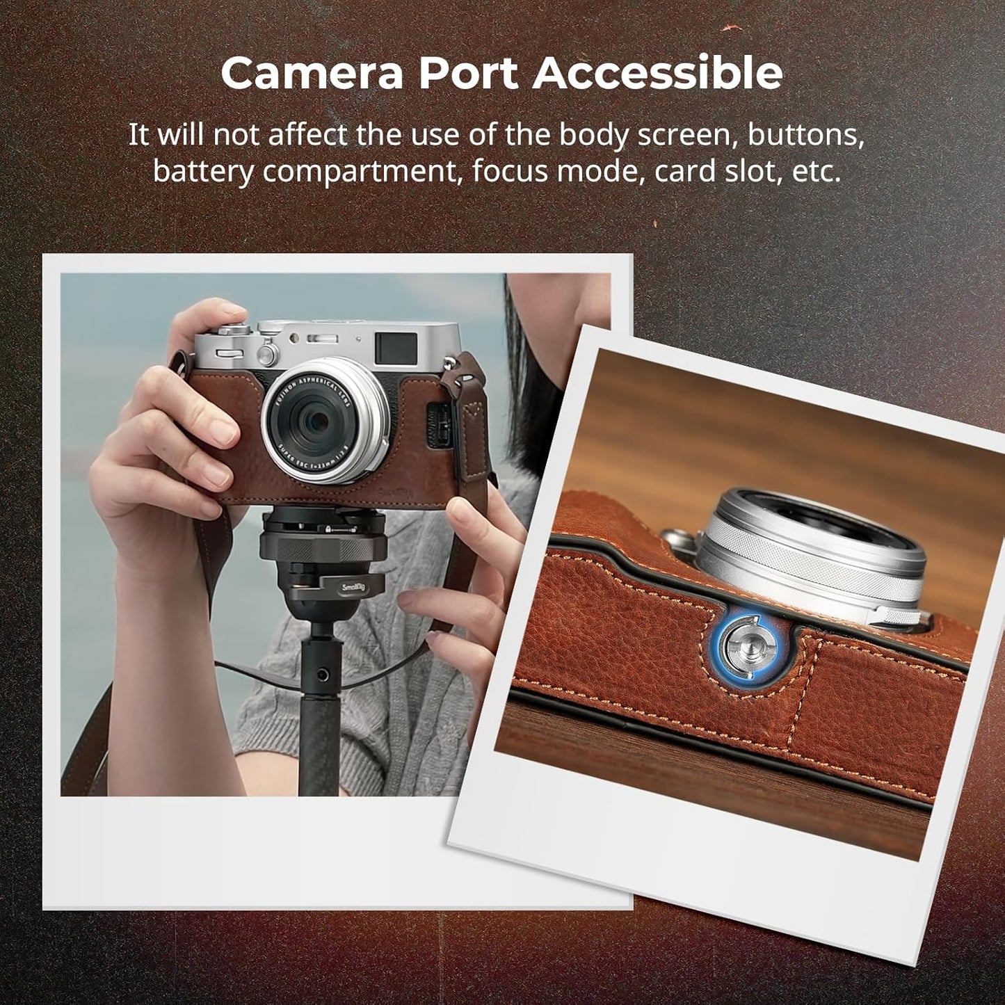 SMALLRIG X100VI Half Leather Case Kit with Shoulder Strap, Retro Style Leather Camera Half Case with Aluminum Alloy Frame for FUJIFILM X100VI (Brown)