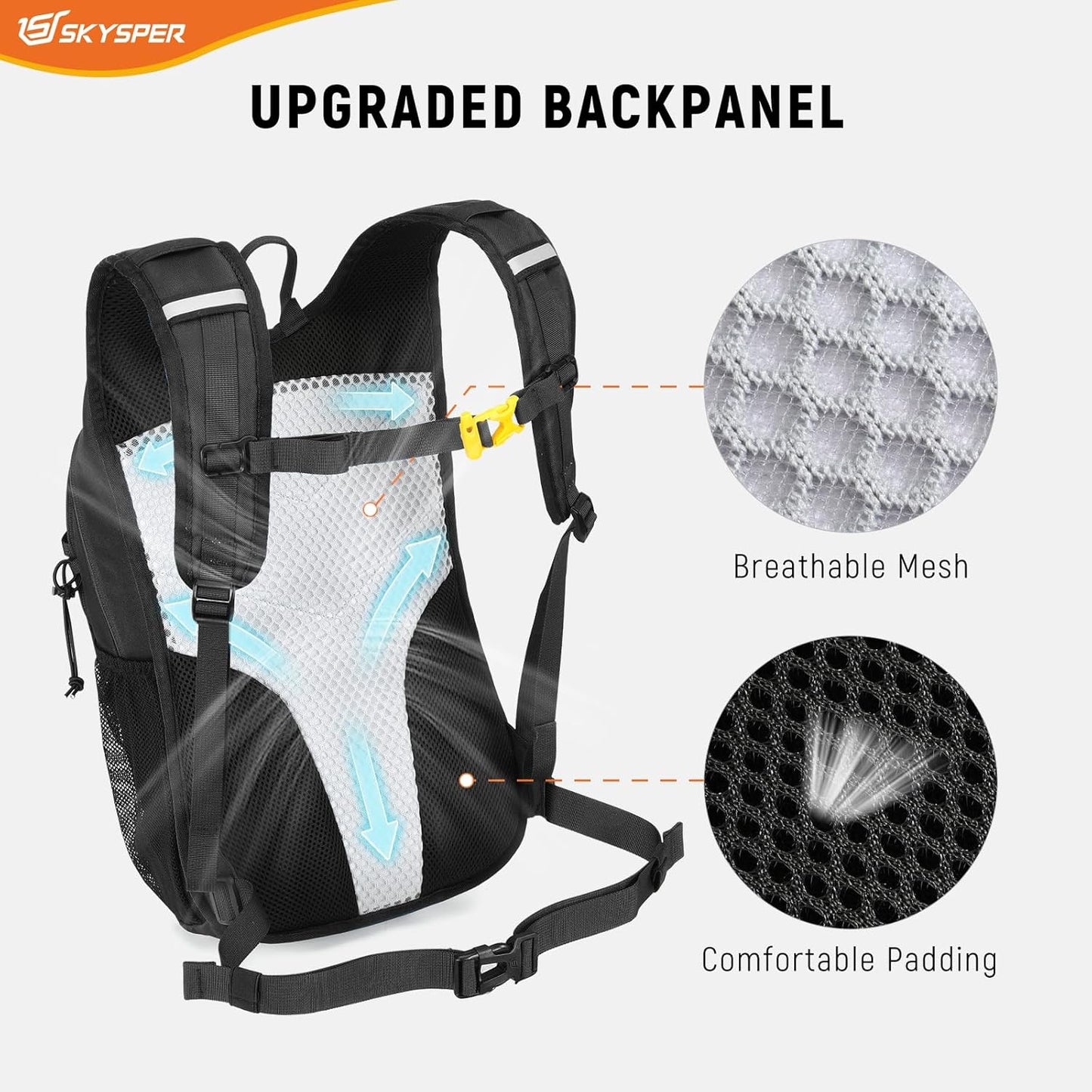SKYSPER Hiking Backpack 15L Lightweight Walking Daypack for Camping Travelling Daytrip Small Trail Bagpack for Men Women